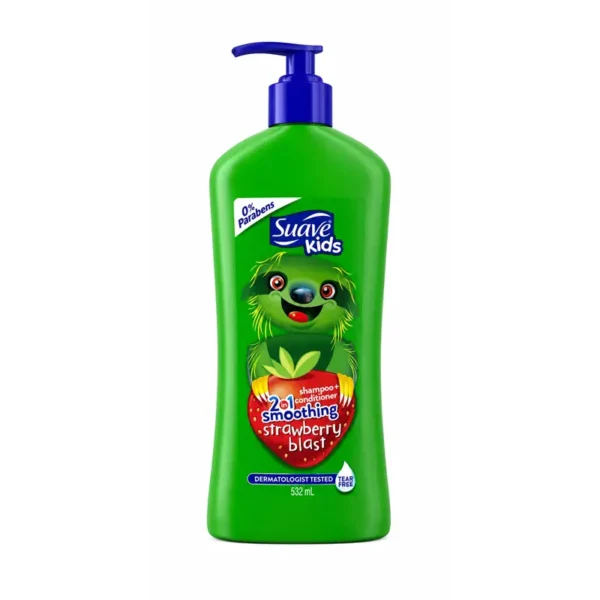 شامپو و نرم‌کننده کودک Suave Kids مدل Smoothing Strawberry Blast 2X1 حجم 532 میلی لیتر