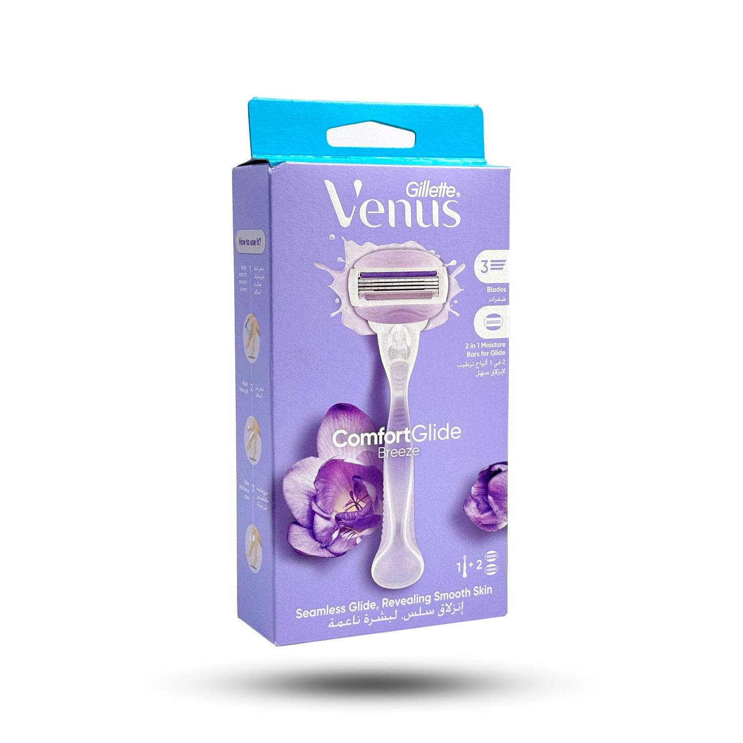 63.webp تیغ اصلاح زنانه ونوس سه تیغه مدل Comfortglide Breeze با دو یدک