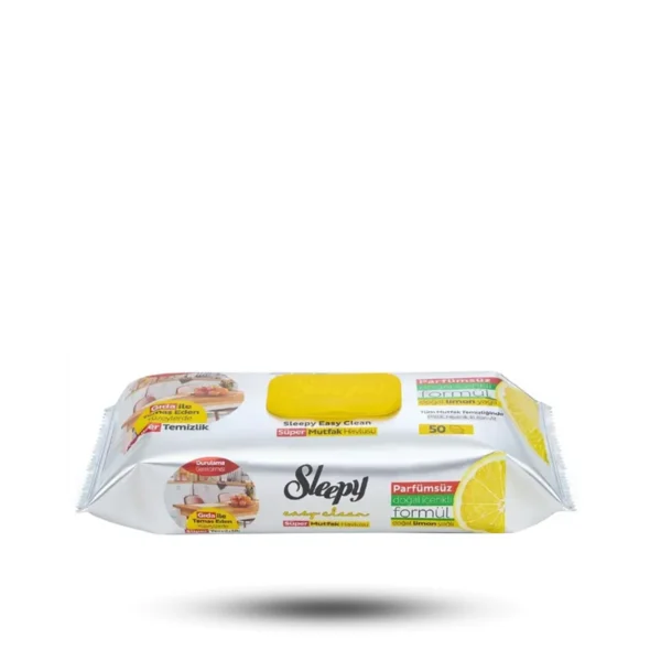 دستمال سطوح اسلیپی Sleepy حاوی روغن لیمو زرد بسته 50 عددی