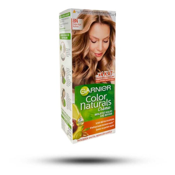 کیت رنگ مو شماره 8N گارنیر مدل GARNIER COLOR NATURALS رنگ قهوه ای روشن طبیعی