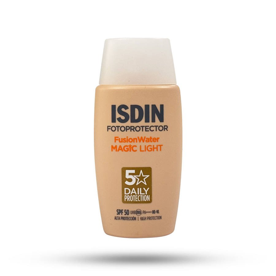 IMG_20250531_121217_108.jpg ضد آفتاب رنگی فیوژن واتر مجیک لایت ایزدین Spf50 حجم 50 میل