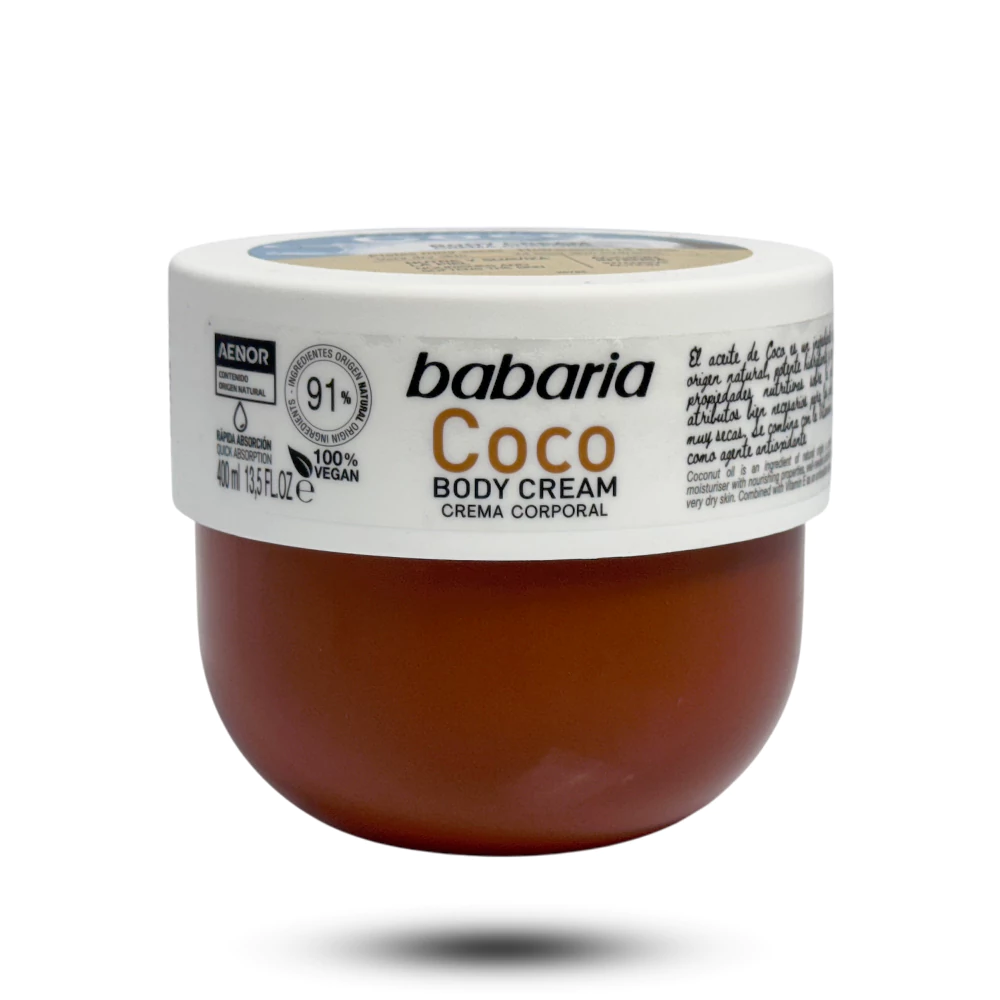 m31.webp کرم بدن کاسه ای باباریا babaria حاوی نارگیل COCO مناسب پوست خیلی خشک حجم 400 میل