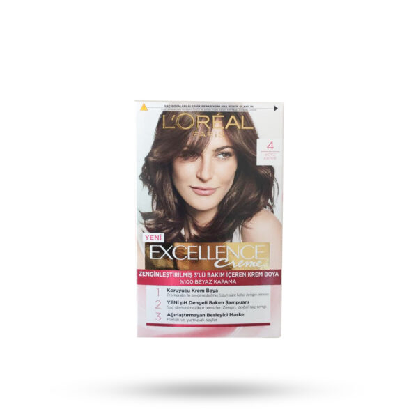 کیت رنگ موی لورال LOREAL مدل اکسلانس شماره 4 رنگ قهوه ای