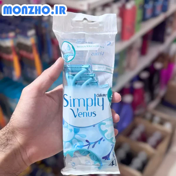 خودتراش Gillette ژیلت دو تیغه ونوس آبی مخصوص خانم ها بسته 4 عددی - تصویر 2